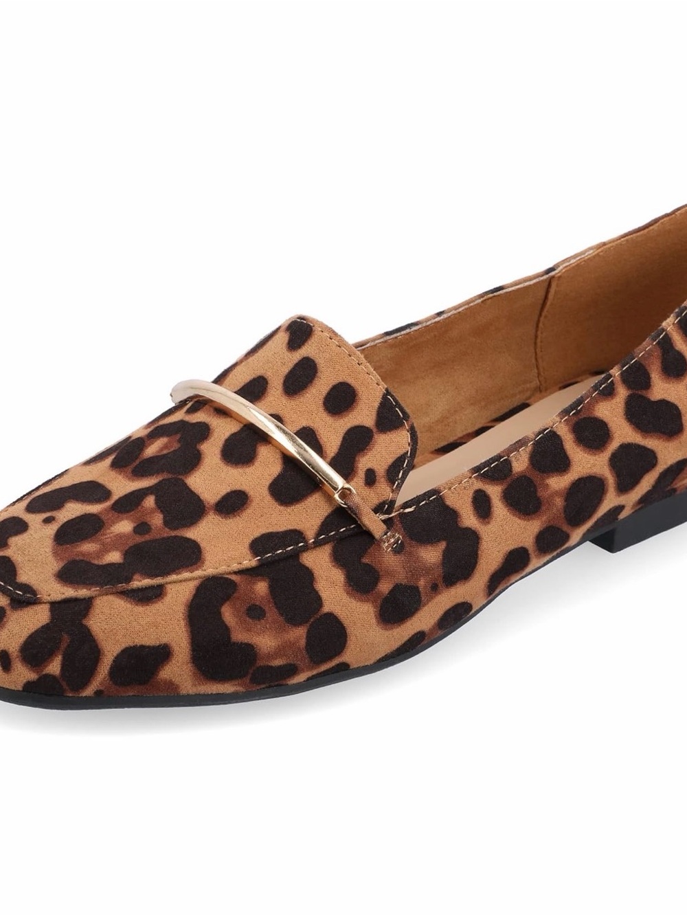 Journee Collection Leopard Print Loafer in Tan, Black and Gold Accent